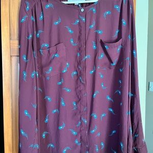 XXL LOFT Burgundy Blouse Top EUC 18 Plus